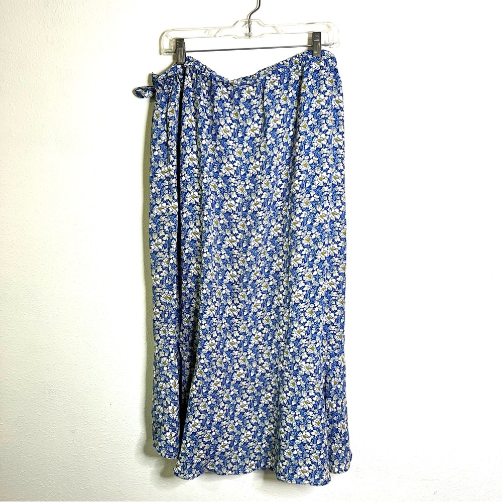 Max Studio cottagecore Parisian casual picnic core Blue Floral Maxi Skirt sz XL - Picture 7 of 8